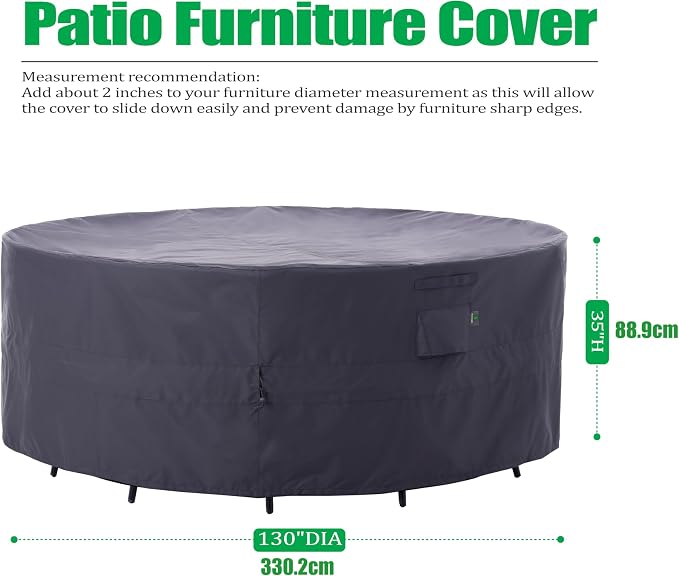F&J Outdoors Patio Furniture Covers, Heavy Duty Tear Resistant Waterproof UV - Image 2