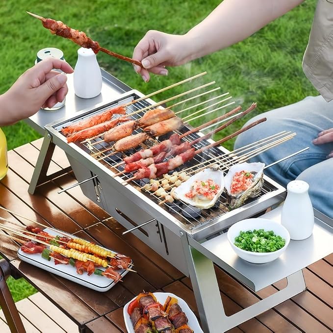 Small Protable Charcoal Grill Outdoor: BBQ MINI Foldable Carbon Griller - Image 2