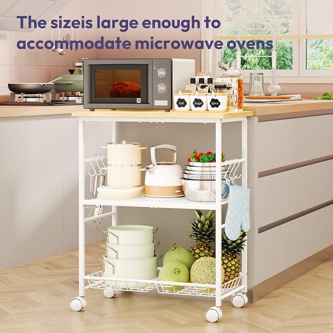 SWTYMIKI Rolling Kitchen Microwave Cart - Image 3