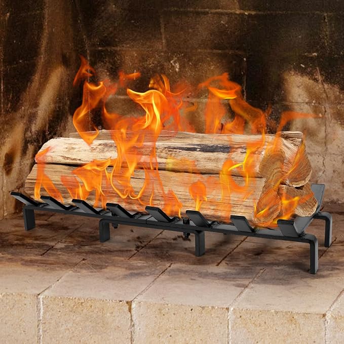 24" Fireplace Grates with Ember Retainer, Fireplace Wood Holder - Image 2