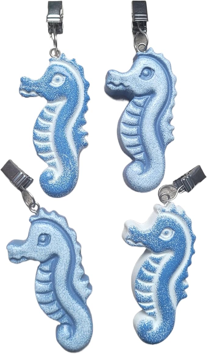 TwoFish Home Set of 4 Sea Horse Resin Tablecloth Weights Clips Sea Horse - Image 2