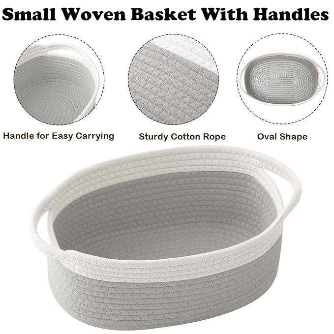 Gift Basket with Gift Bag and Ribbons, Small Rope Woven Shelf Storage, Baskets - Image 3