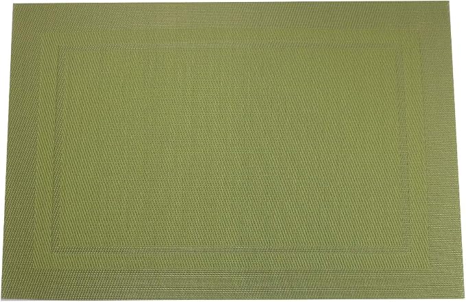 Gugrida Placemats Set of 6 Plaid Checkered Green PVC Placemat - Image 2