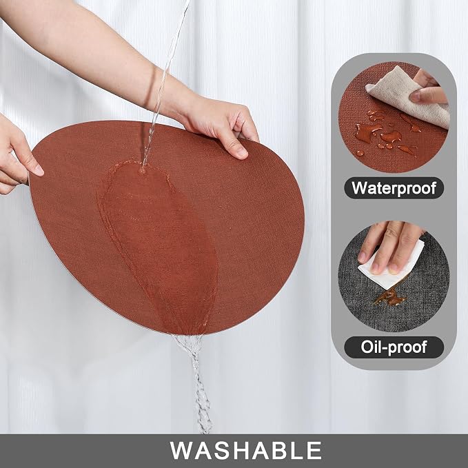 Myir JUN Round Dual-Sided Placemats, Faux Leather Set of 4 - Image 4