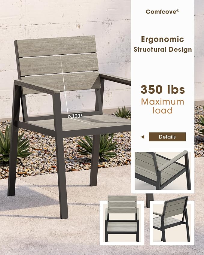 Outdoor Patio Dining set for 4，Aluminum & HDPS 5 Piece Patio Table and Chairs - Image 4