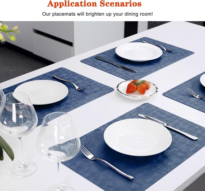 Vinyl Placemats Set of 12 Heat Resistant Easy Clean Non-Slip Place Mats - Image 3