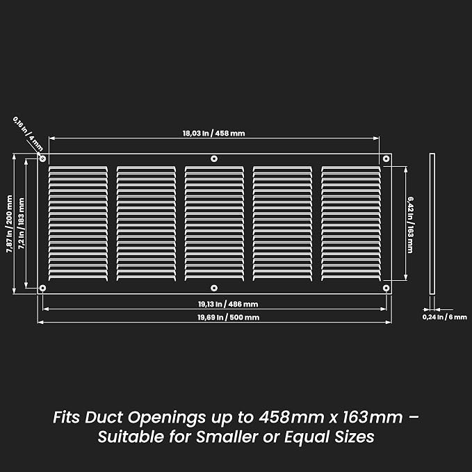 Repa Market Air Vent Cover 20x8 Inch Black Galvanized Steel Louvered Grill Cover - Image 2