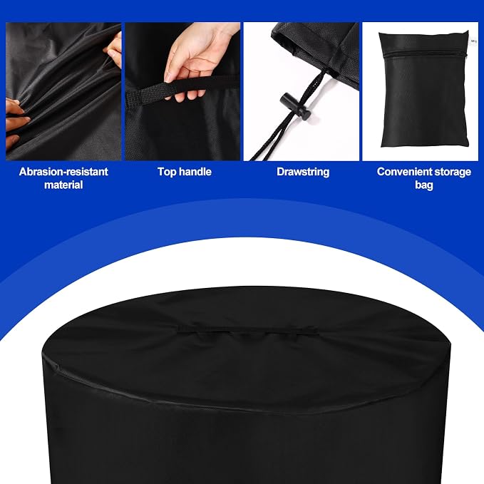 Fire Pit Cover for Ninja Fireside360, 600D Round Oxford Water-Resistant Dust - Image 3