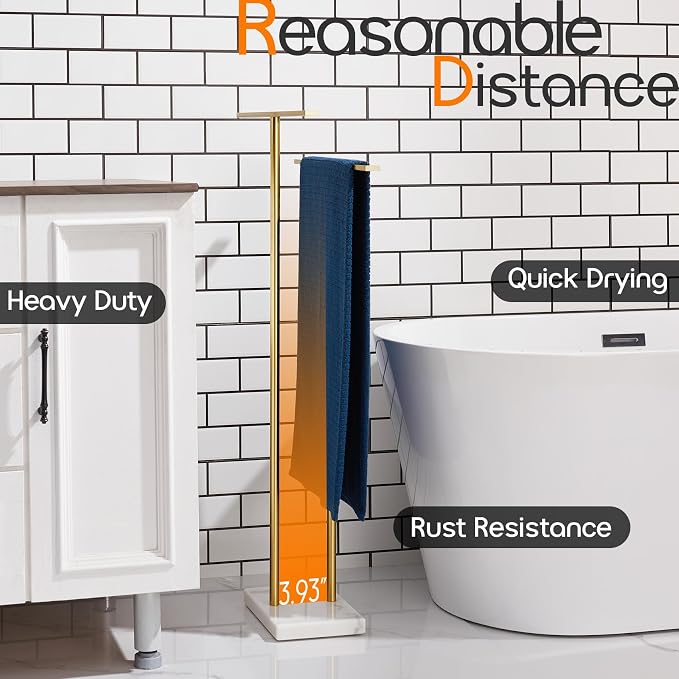 Standing Towel Rack for Bathroom 2-Tier Towel Holder Free Stand - Image 6