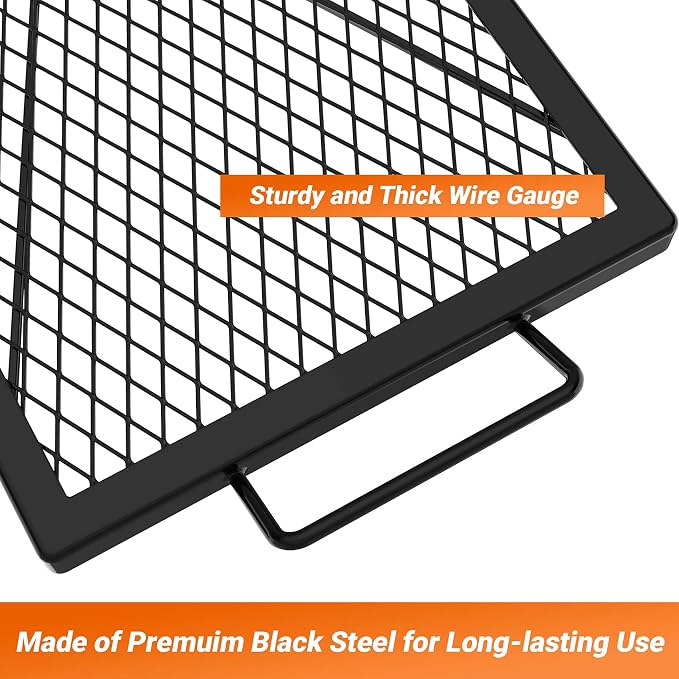 onlyfire Barbecue Rectangle X-Marks Fire Pit Cooking Grate, Heavy Duty Steel - Image 3