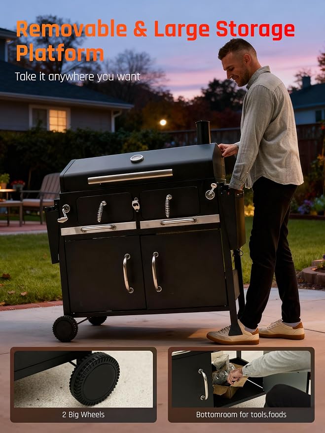 NATURAL EXPRESSIONS Charcoal Grills BBQ grill, 36 in Large Smoker Grill - Image 6