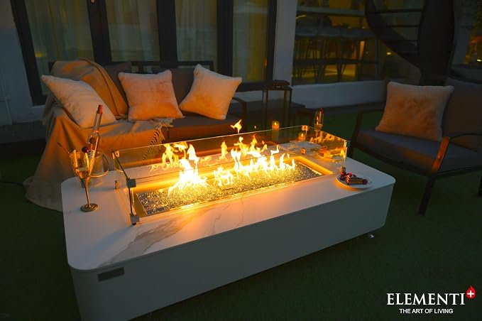 Elementi+ | Bundle Athens Gas Fire Pit | Concrete Body & Marble Porcelain Top | - Image 3