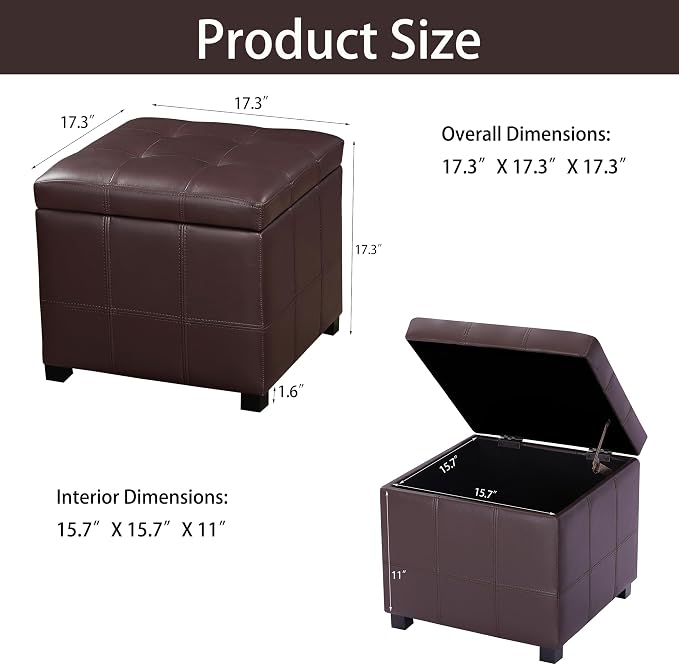 Homebeez Faux Leather Lift Top Storage Ottoman Bench - Image 3
