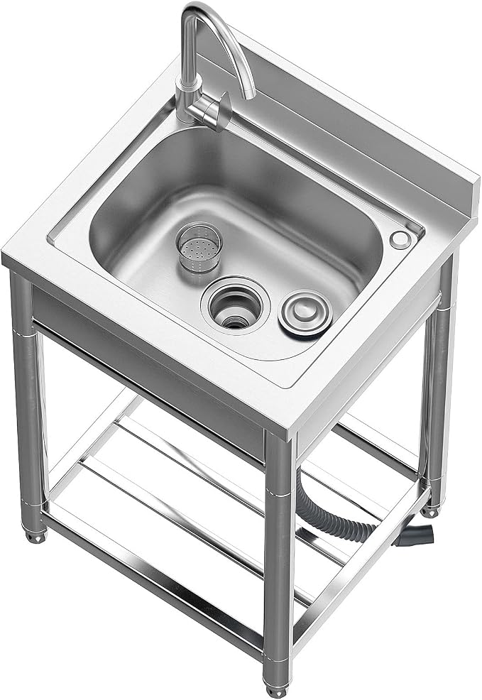 Free Standing Stainless-Steel Single Bowl Commercial Restaurant Kitchen Sink - Image 8
