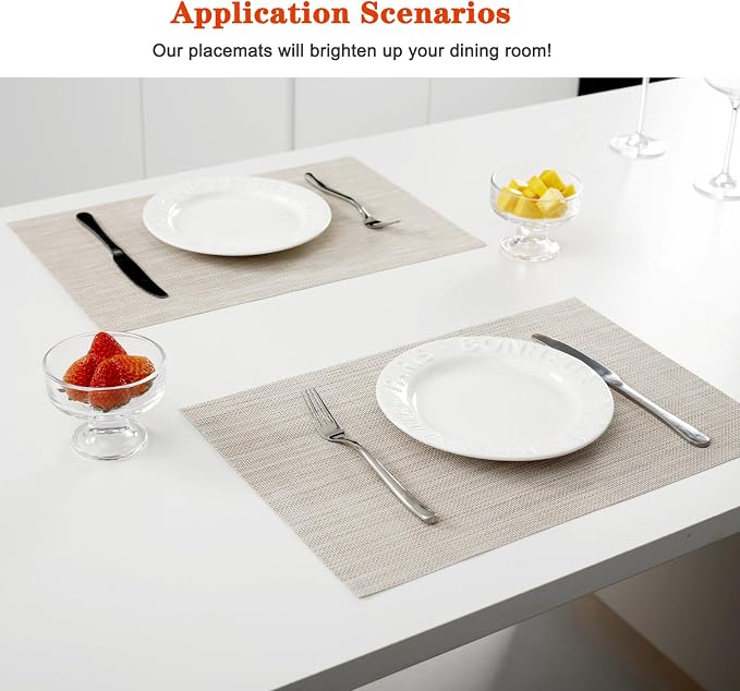 Placemats Set of 8, Heat and Stain Resistant Indoor/Outdoor Place mats - Image 2