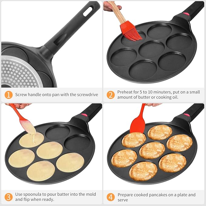 Pancake Pan Maker Nonstick Induction Compatible, 10.5 Inch Mini Non Stick - Image 3