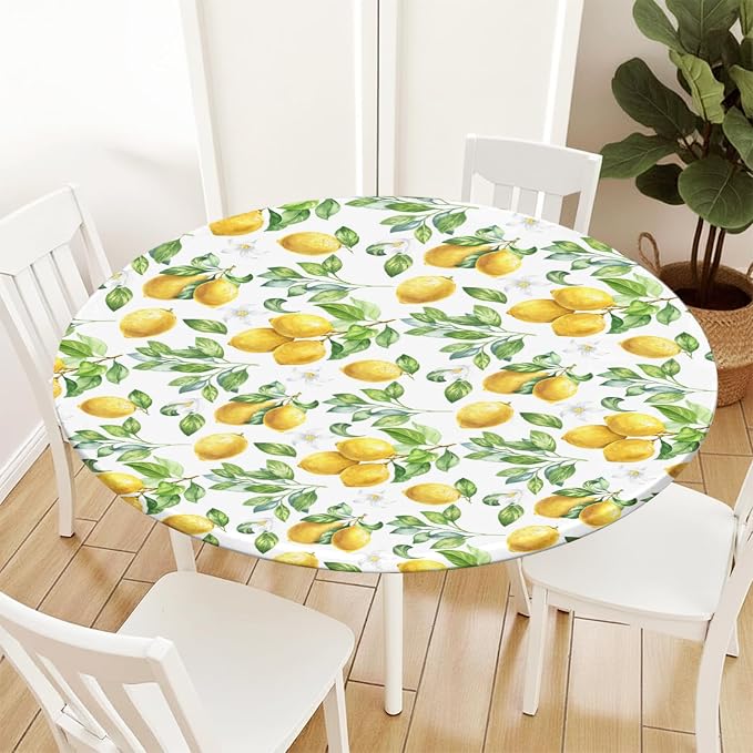 Lemon Round Fitted Tablecloth - Image 2