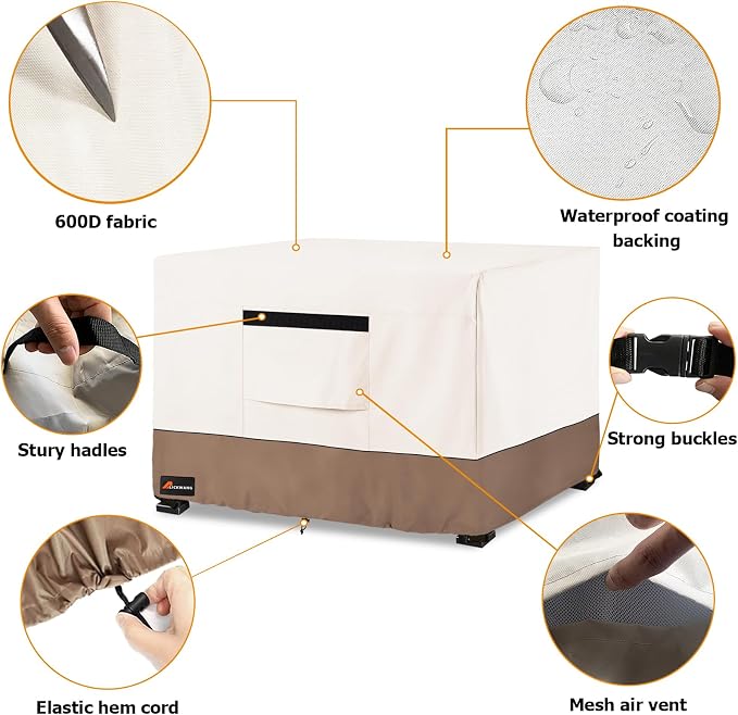Fire Pit Cover Square, Outdoor Heavy Duty Durable 600D Tear-Resistant 100% - Image 7