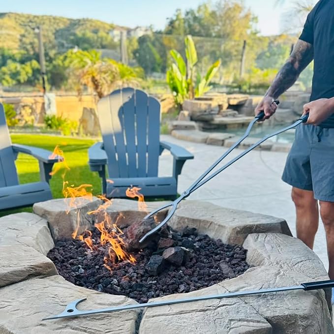 40" Fire Tongs Firewood Grabbers and Fire Poker Set, Stainless Steel Large Log - Image 5