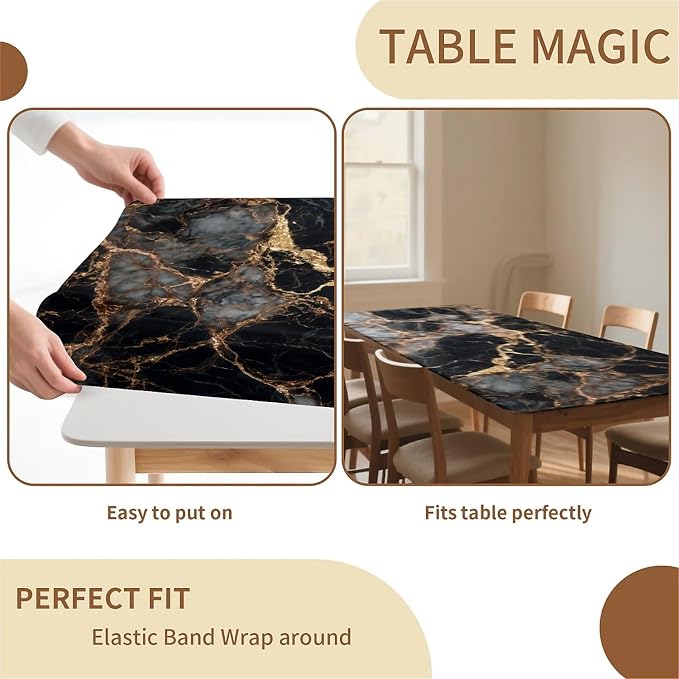 Rectangle Table Cloth Cover Waterproof Elastic Fitted Polyester Fitted - Image 4
