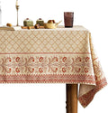 ISAENNE Designer Linen Floral Small Rectangle Tablecloth, Pale Yellow Farmhouse by Isaennehomedecoration