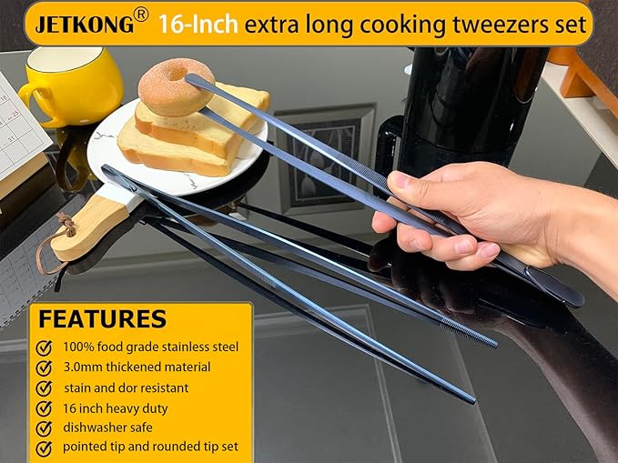 Tongs 16-Inch Stainless Steel 2-Pack in Navy Blue