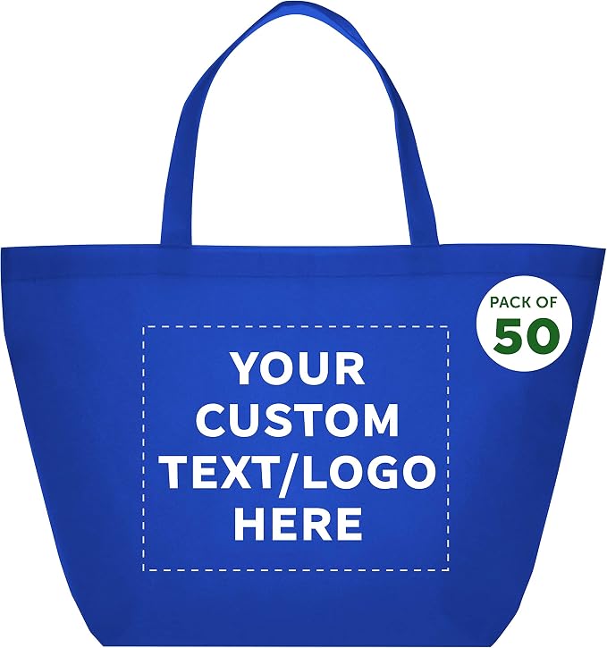 DISCOUNT PROMOS Custom Southern Style Grocery Tote Bags Set of 50 by DISCOUNTPROMOS