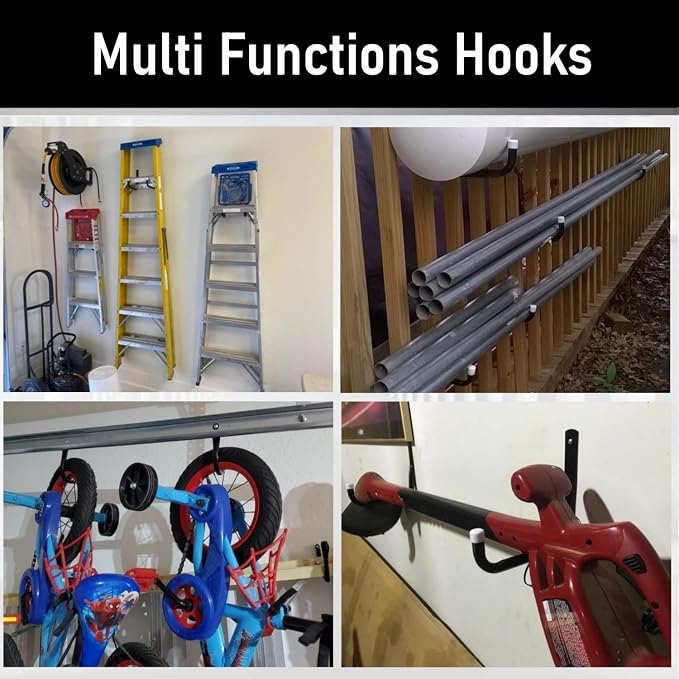 Heavy Duty Garage Hooks, 6.7Inch Wall Mount Garden Tools Storage Hook - Image 4