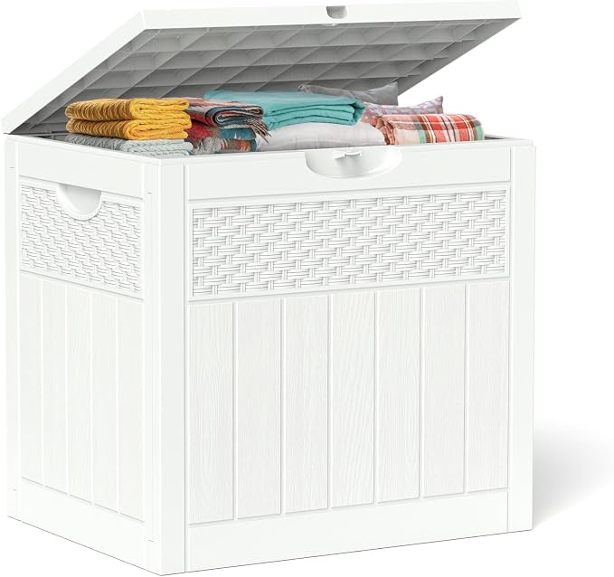 ZYJOYY 33 Gallon Resin Deck Box, Weatherproof Outdoor Storage Box by ZYJOYY