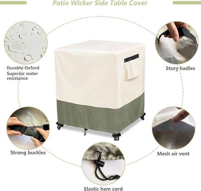 Outdoor Ottoman Cover 32 W x 32 D x 18 H inches, 600D Heavy Duty Waterproof - Image 4