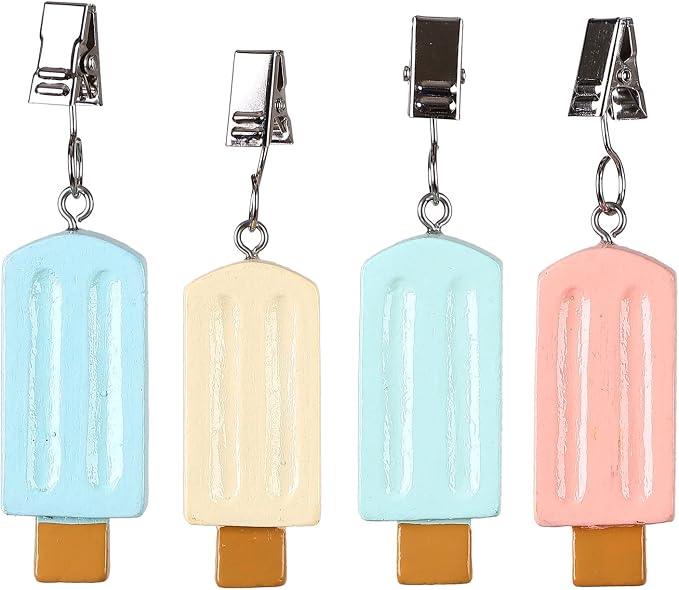 TwoFish Home Set of 4 Colorfue Ice Cream Tablecloth Clamps Handicraft TICE by TwoFishHomeFashionLLC