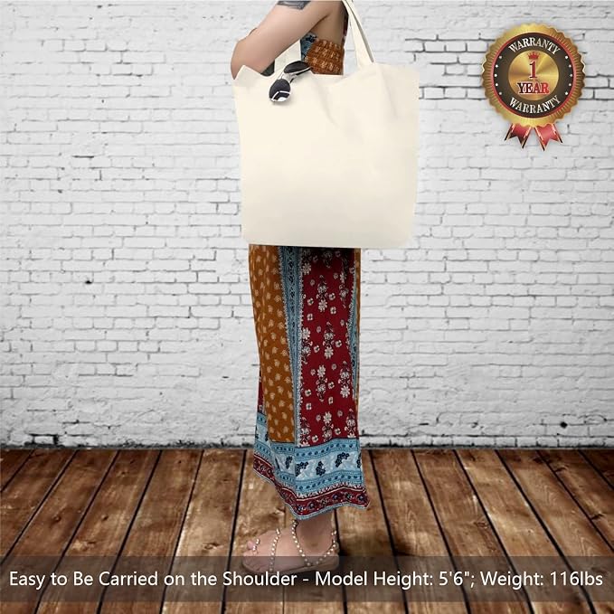 TOPDesign 6-Pack Super Strong Large 12oz Cotton Canvas Tote Bags, Reusable - Image 2