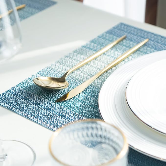 Placemats Set of 6 Vinyl/Plastic Woven Place Mats - Image 7