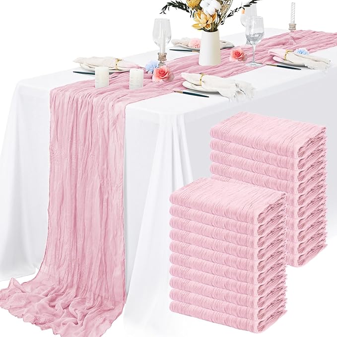 20 Packs Cheesecloth Table Runner 10FT Long Boho Gauze Fabric Table Runner by Lamshionow