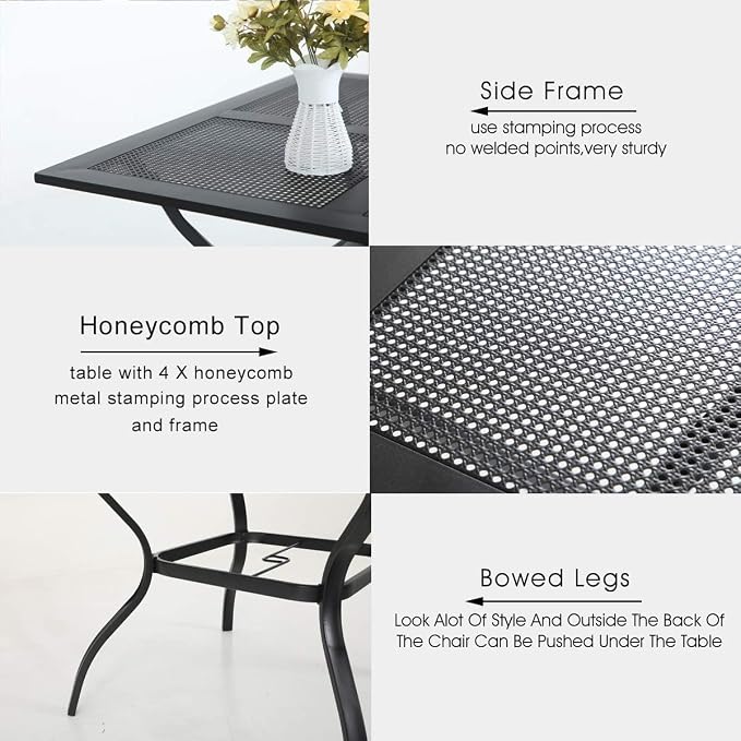 PHI VILLA 37 Inch Outdoor Dining Table Metal Steel Mesh Patio Dining Table - Image 9