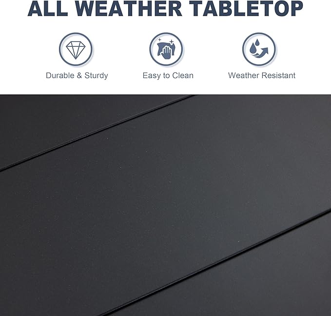 VICLLAX Patio Dining Table for 4 Square Metal Outdoor Table - Image 4