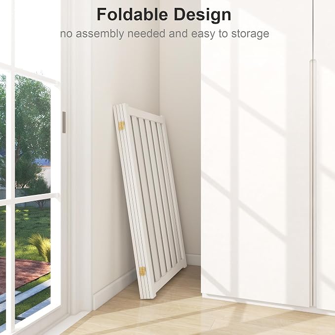 36" Height Extra Tall Freestanding Pet Gate, Solid Wood Folding Safety Fence - Image 6