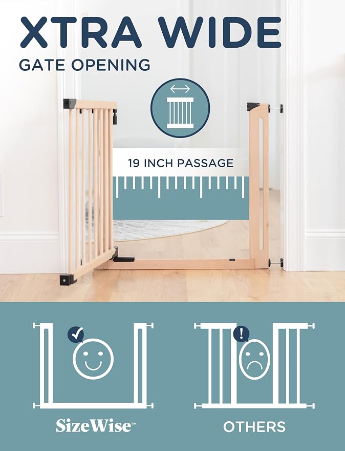 SizeWise™ Wood Pressure Mounted Safety Gate 27.6"-31.5" | Extra-Wide Passage | - Image 3