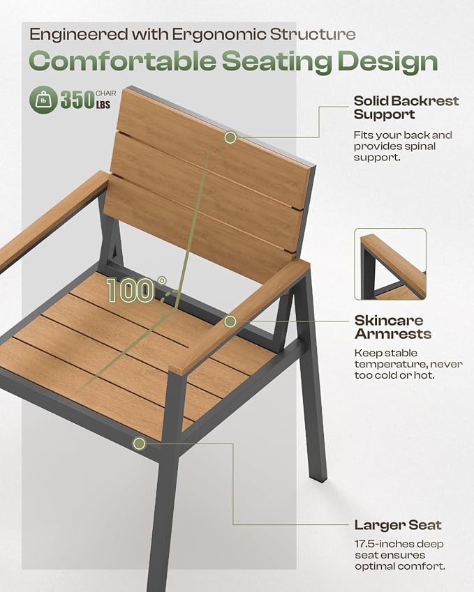 Patio Table and Chairs Set, 7 Piece Outdoor Dining Set - Image 5
