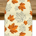 Fall Maple Leaves Table Runner, Rustic Vintage Autumn Orange Leaf Thanksgiving by JanJCurt