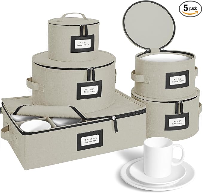 BALEINE China Storage Containers, Sturdy Quilted Wine Glass Storage, Plate by BALEINE