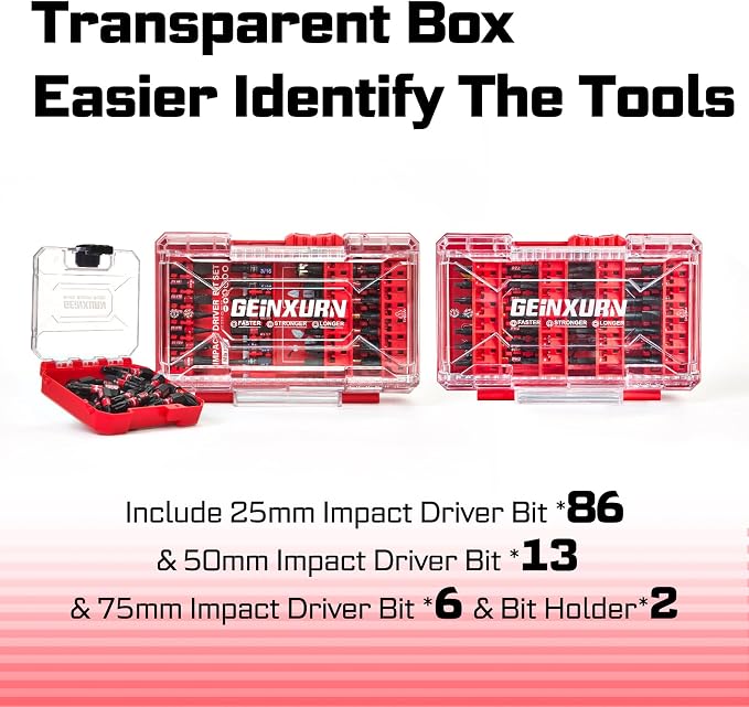 107Pieces Impact Screwdriver Bits Set, Magnetic S2 Steel - Image 3