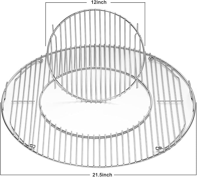 Hinged Cooking Grate for 22.5” Charcoal Grill, Charcoal Kettle, One-Touch Silver - Image 2