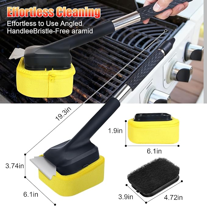 Grill Brush Bristle Free with 2 Replaceable Heads, Steam-Enhanced Scraper - Image 4