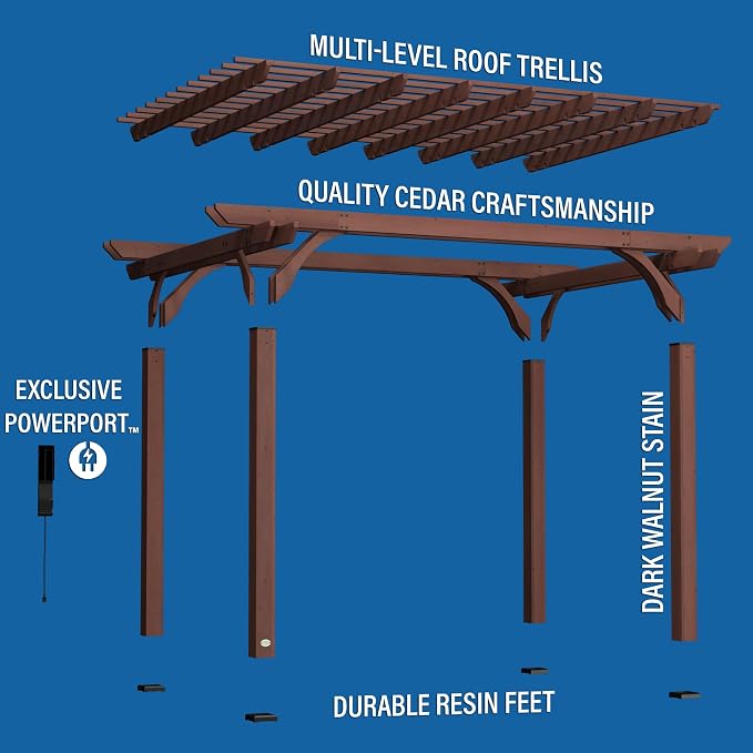Backyard Discovery Somerville 14 x 10 Walnut All Cedar Pergola, Quality - Image 8