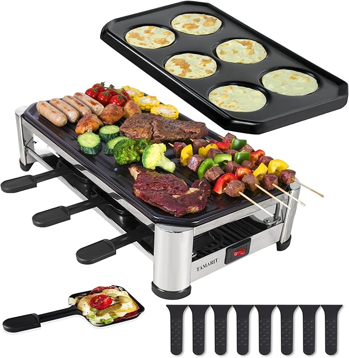 TAMARIT 8-Person Raclette Grill, Electric Party Griddle by TAMARIT
