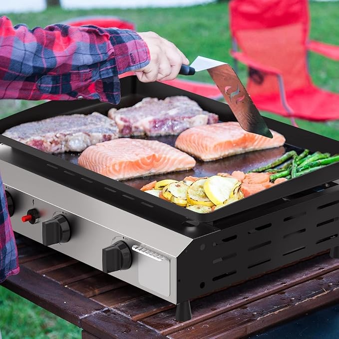 3 Burner BBQ Gas Griddle, 25.6 Inch Stainless Steel Tabletop Portable Propane - Image 6
