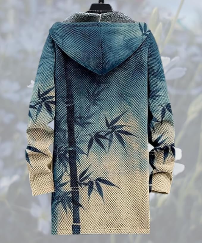 Men's Hooded Sweater Coat Knit Fleece Lined Long Cardigan Jacket - Image 2