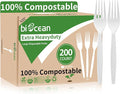 Extra Heavyduty Compostable Forks Disposable Cutlery No Plastic Forks Large by Biocean