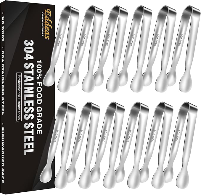 Mini Tongs For Serving Food，Set fo 12 Small Tongs For Appetizers，Small by Eddeas